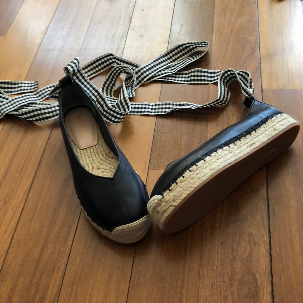 Avec Les Filles ribbon Tie leather espadrilles 6.5 - Picture 3 of 6